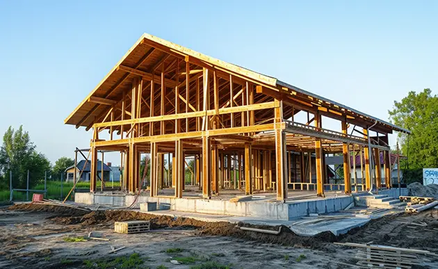 Newly finished home addition with large windows matching existing single story house